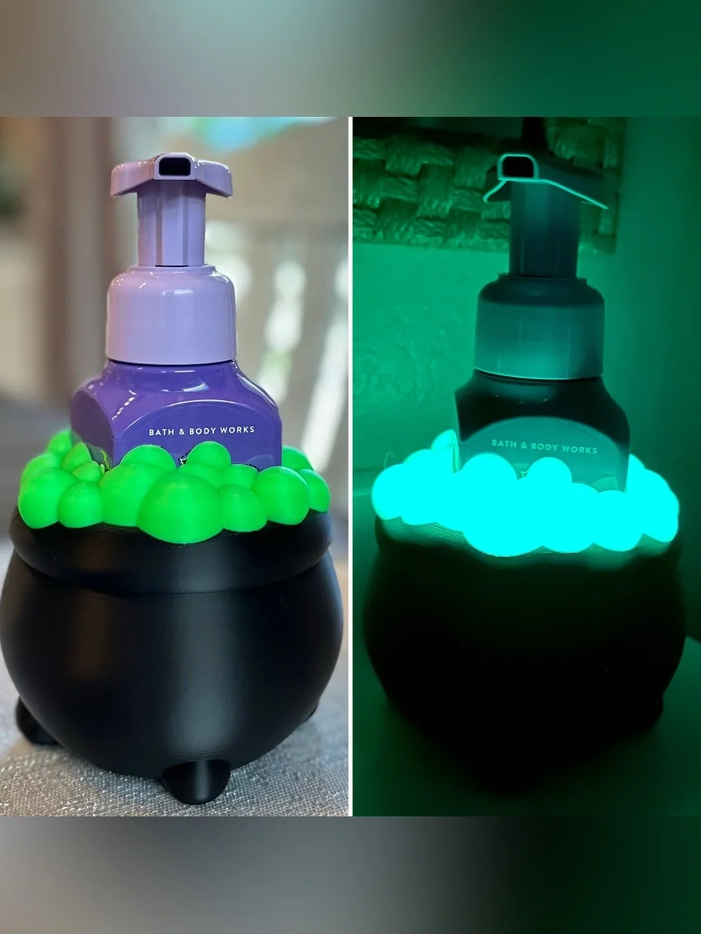 GITD Halloween Bubbling Cauldron Soap Holder for Bath & Body Works Soap Bottles